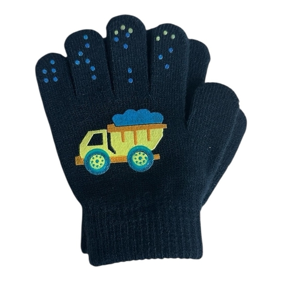 N'ice Caps Boys Magic Stretch Gloves 2 Pair Kids Black Blue Truck Design Gloves - Picture 5 of 6